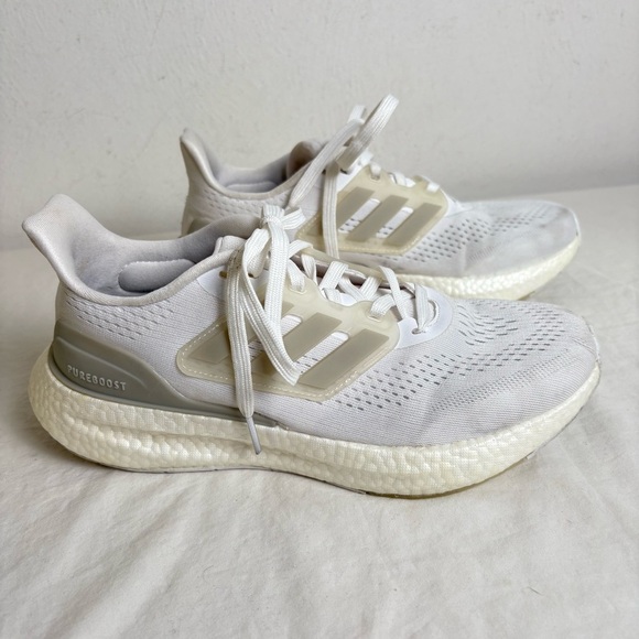 ADIDAS Powerboost White Grey Women Size 7.5 Sporty Athleisure Minimalist Neutral - Picture 11 of 13